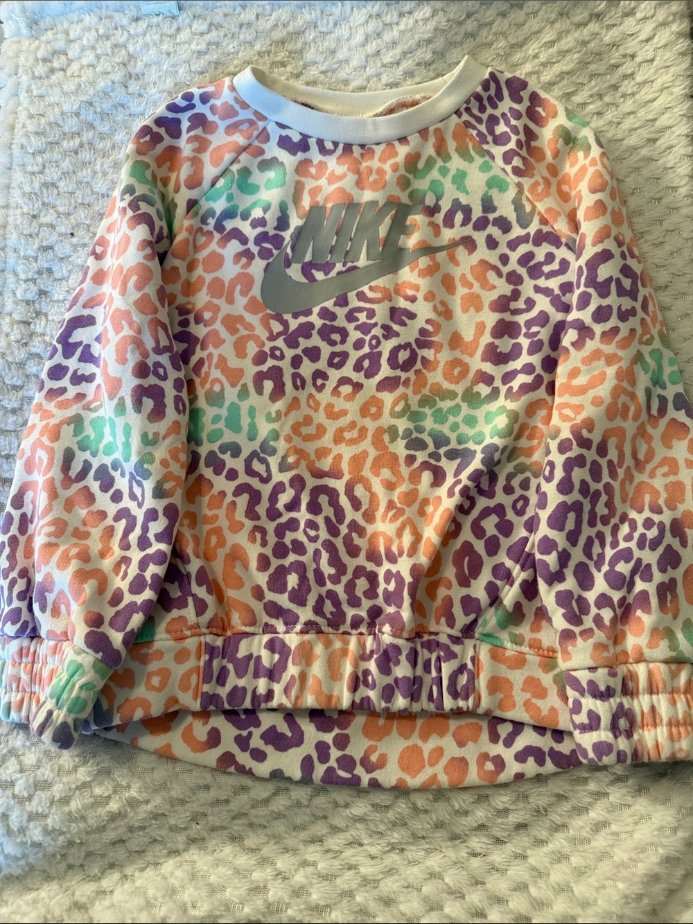 Nike Kids Multicolor Leopard Print Sweatshirt - Purple, Orange, Teal